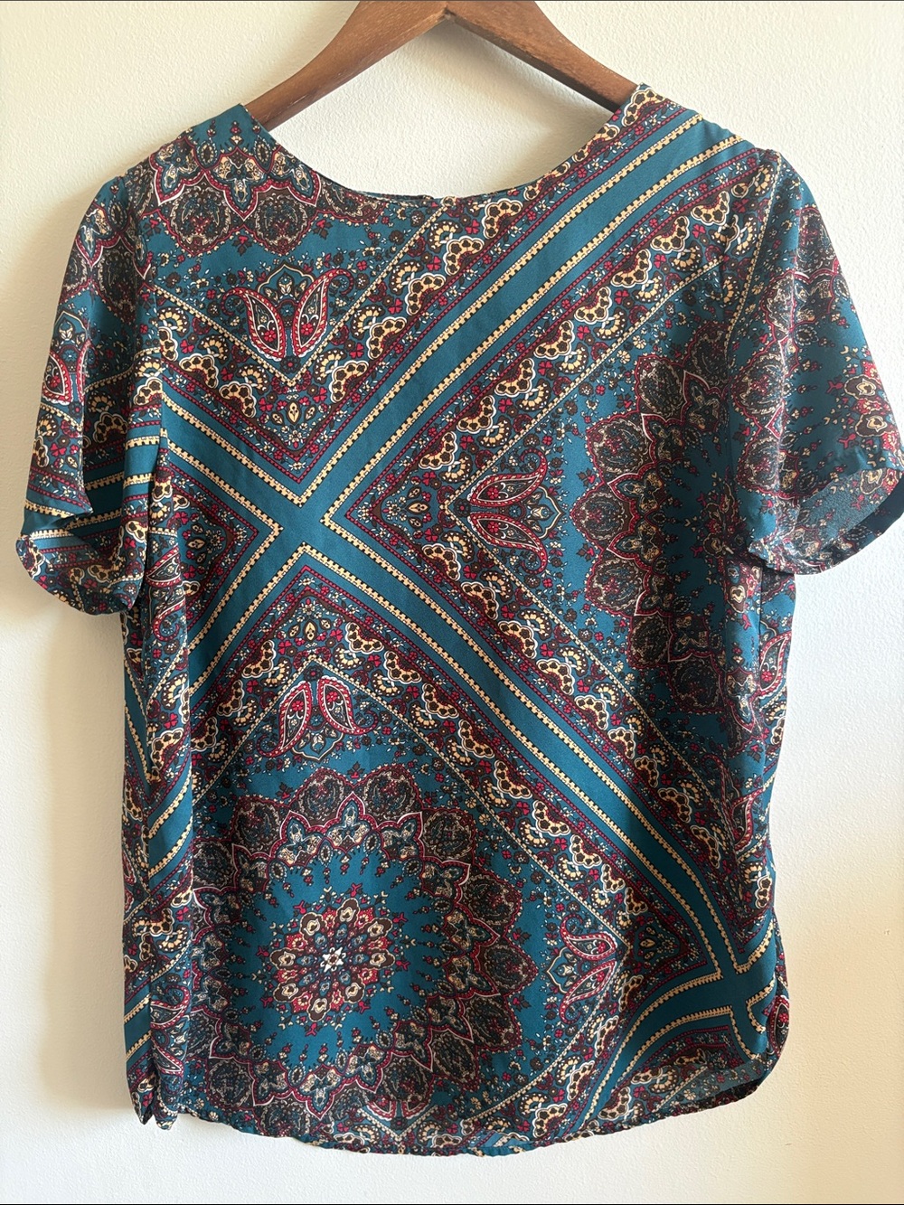 Alice Blue Stitch Fix Teal‎ Paisley Boho Blouse Medium